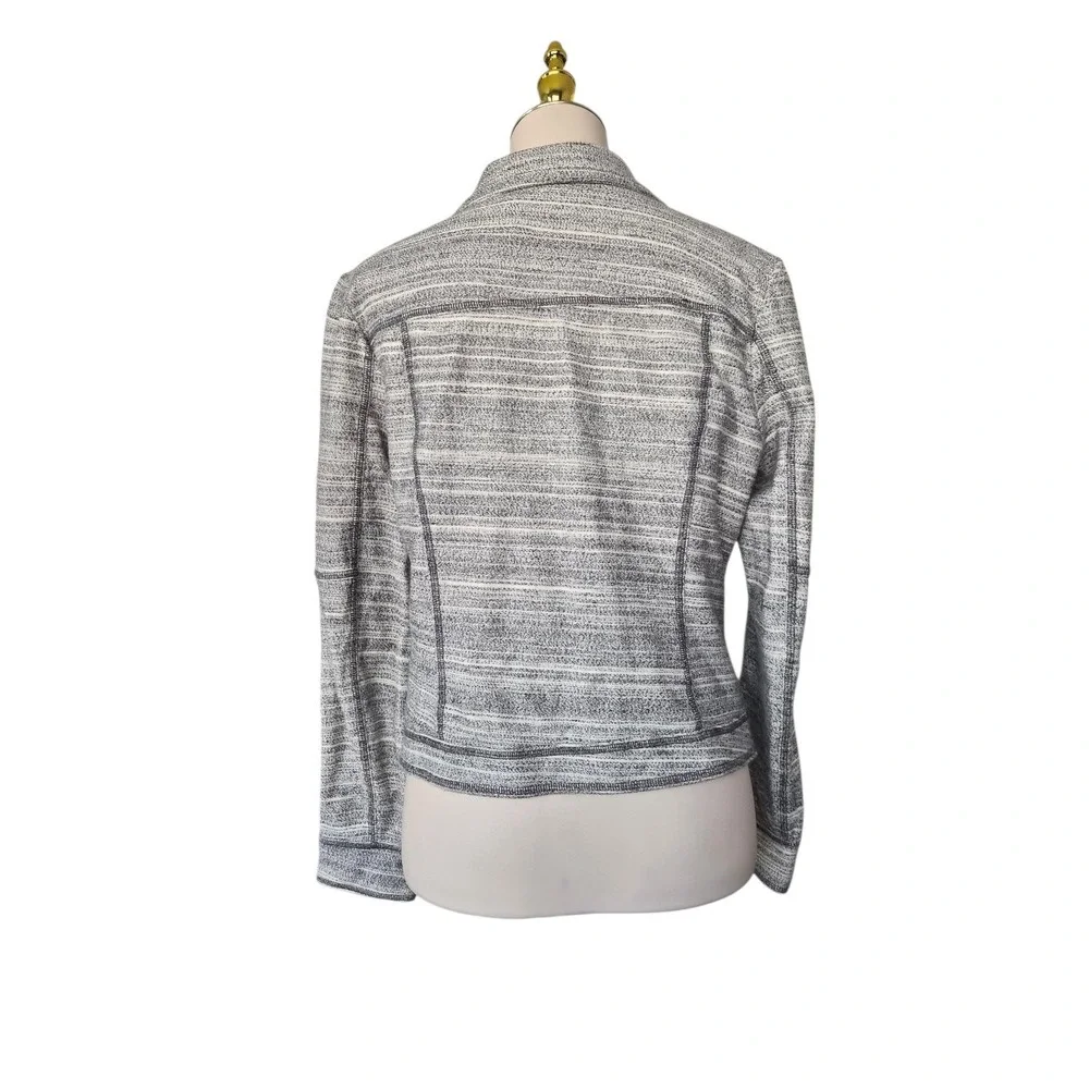 Anthropologie Gray Caitlin‎ Moto Full Zip Blazer Biker Womens Sz M 100% Cotton